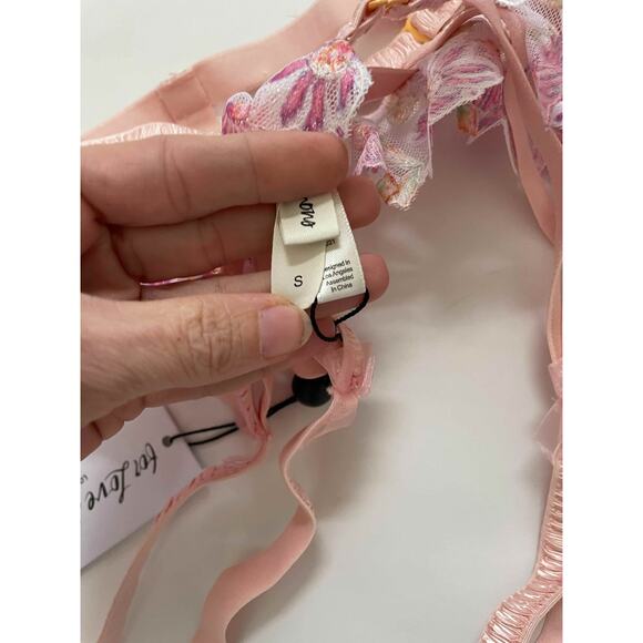 For Love & Lemons Floral Lace Garter Belt Pink Size Small NEW - Picture 8 of 11